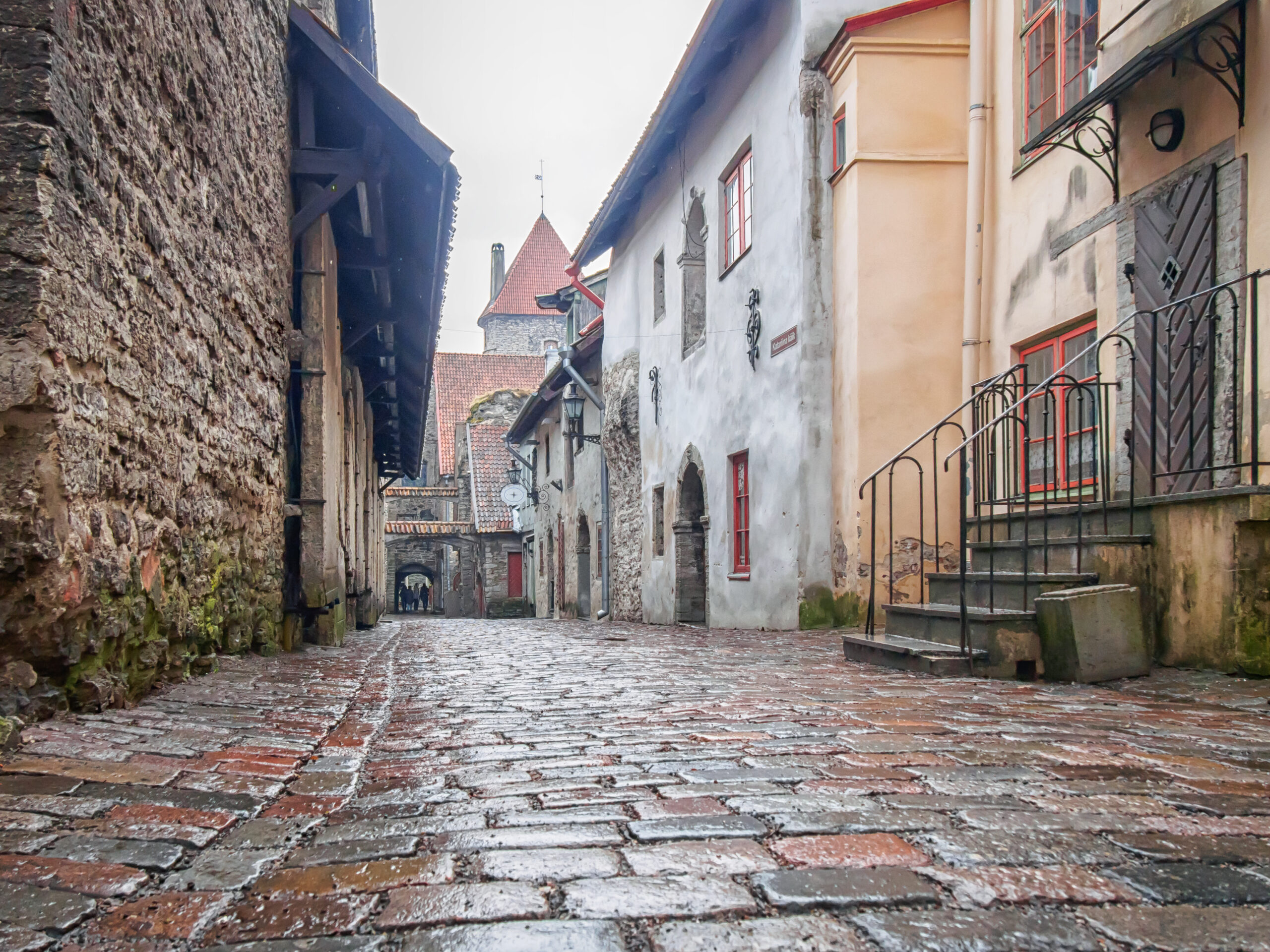 Medieval street, walkway in old town Estonia.